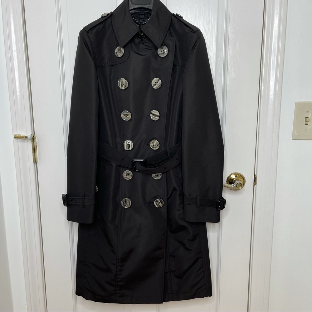 NWT Burberry Black Gabardine Trench Coat - Picture 3 of 15